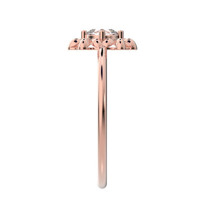 0.43 ct Cushion Cut Moissanite dainty Minimalist halo star cluster heart 14K / 18K Solid Rose Gold everyday ring