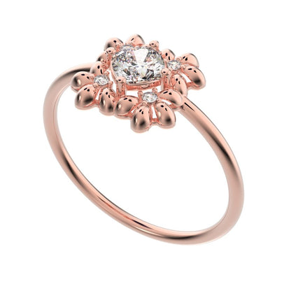 0.43 ct Cushion Cut Simulated Clear Diamond dainty Minimalist halo star cluster heart 14K / 18K Solid Rose Gold everyday ring