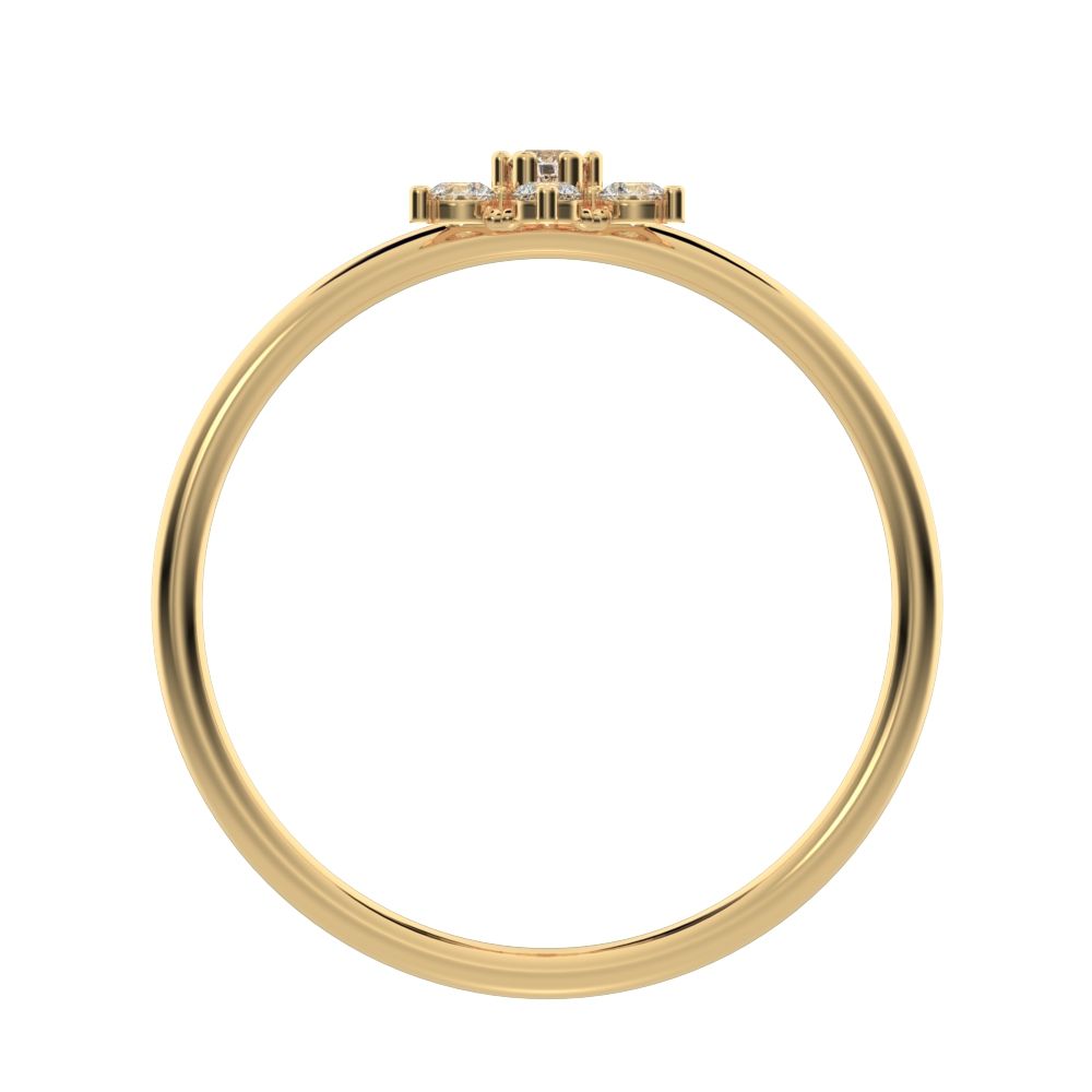 0.18 ct Round Cut Moissanite dainty Minimalist halo floral star cluster eye 14K / 18K Solid Yellow Gold everyday ring