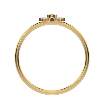 0.18 ct Round Cut Moissanite dainty Minimalist halo floral star cluster eye 14K / 18K Solid Yellow Gold everyday ring