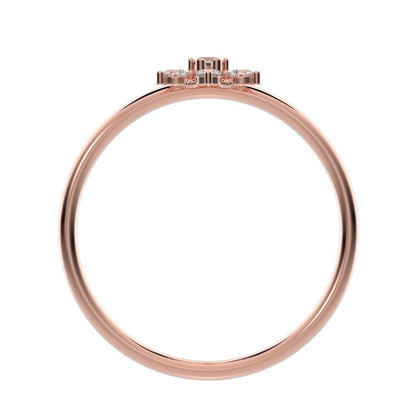 0.18 ct Round Cut Simulated Clear Diamond dainty Minimalist halo floral star cluster eye 14K / 18K Solid Rose Gold everyday ring