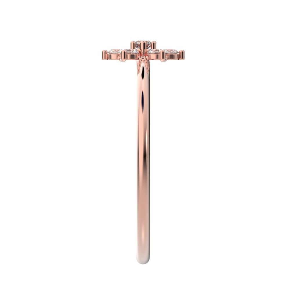 0.18 ct Round Cut Simulated Clear Diamond dainty Minimalist halo floral star cluster eye 14K / 18K Solid Rose Gold everyday ring