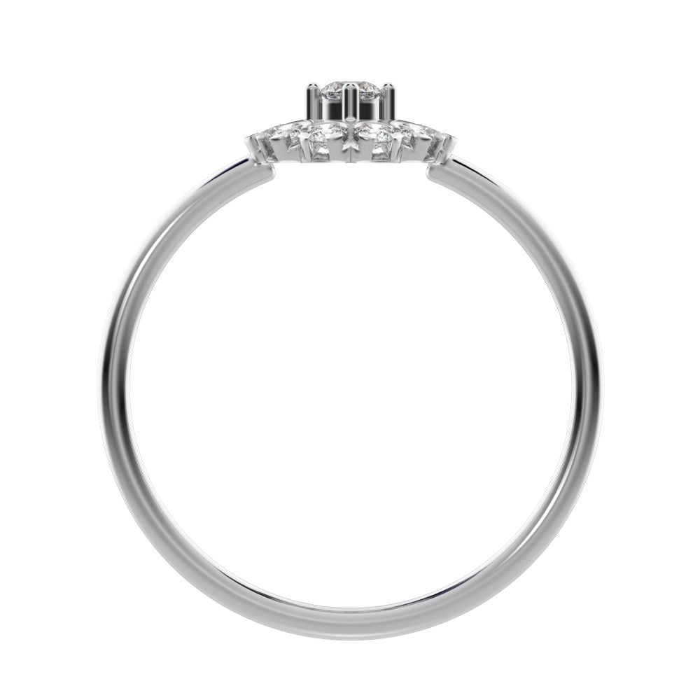 0.21 ct Round Cut Moissanite dainty Minimalist halo floral star cluster 14K / 18K Solid White Gold everyday ring