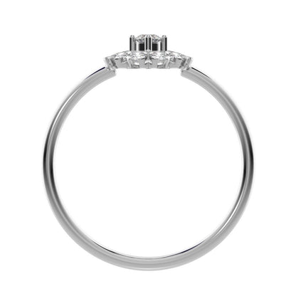 0.21 ct Round Cut Moissanite dainty Minimalist halo floral star cluster 14K / 18K Solid White Gold everyday ring