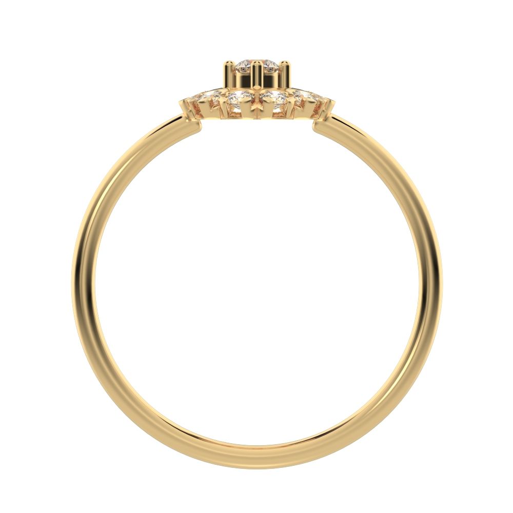 0.21 ct Round Cut Moissanite dainty Minimalist halo floral star cluster 14K / 18K Solid Yellow Gold everyday ring