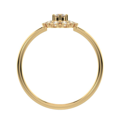 0.21 ct Round Cut Moissanite dainty Minimalist halo floral star cluster 14K / 18K Solid Yellow Gold everyday ring