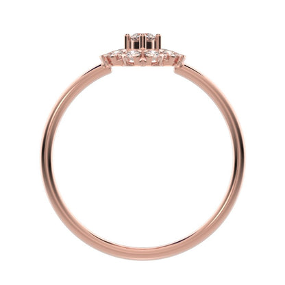 0.21 ct Round Cut Moissanite dainty Minimalist halo floral star cluster 14K / 18K Solid Rose Gold everyday ring