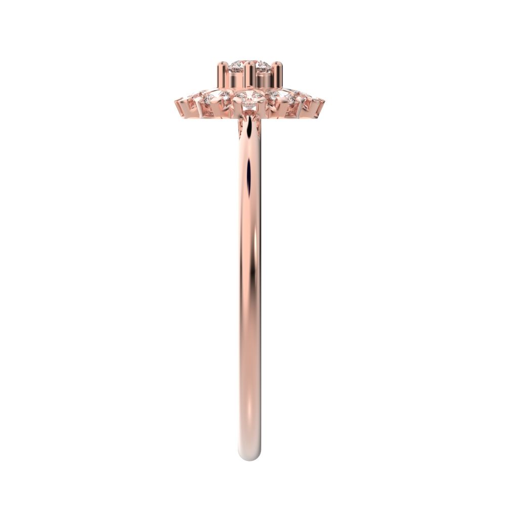 0.21 ct Round Cut Moissanite dainty Minimalist halo floral star cluster 14K / 18K Solid Rose Gold everyday ring