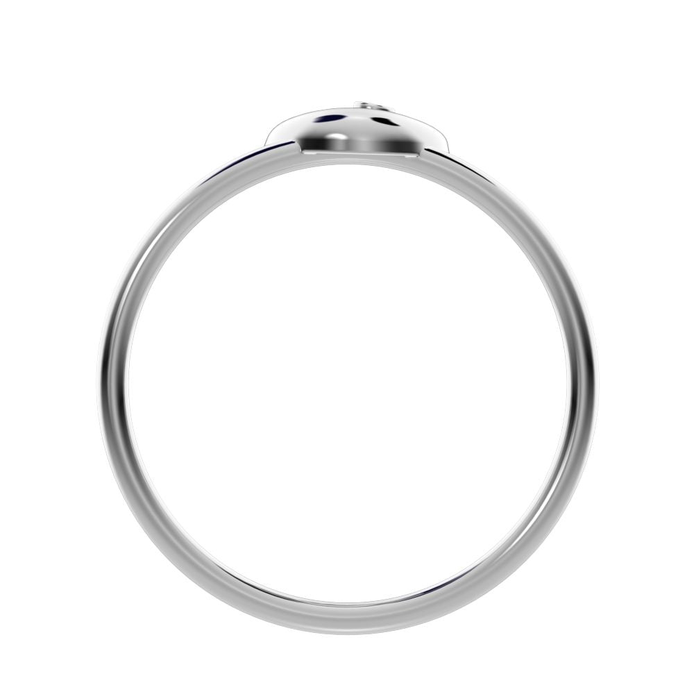 0.0075 ct Round Cut Moissanite dainty Minimalist Peacock half moon Artistic vertical light 14K / 18K Solid White Gold everyday ring