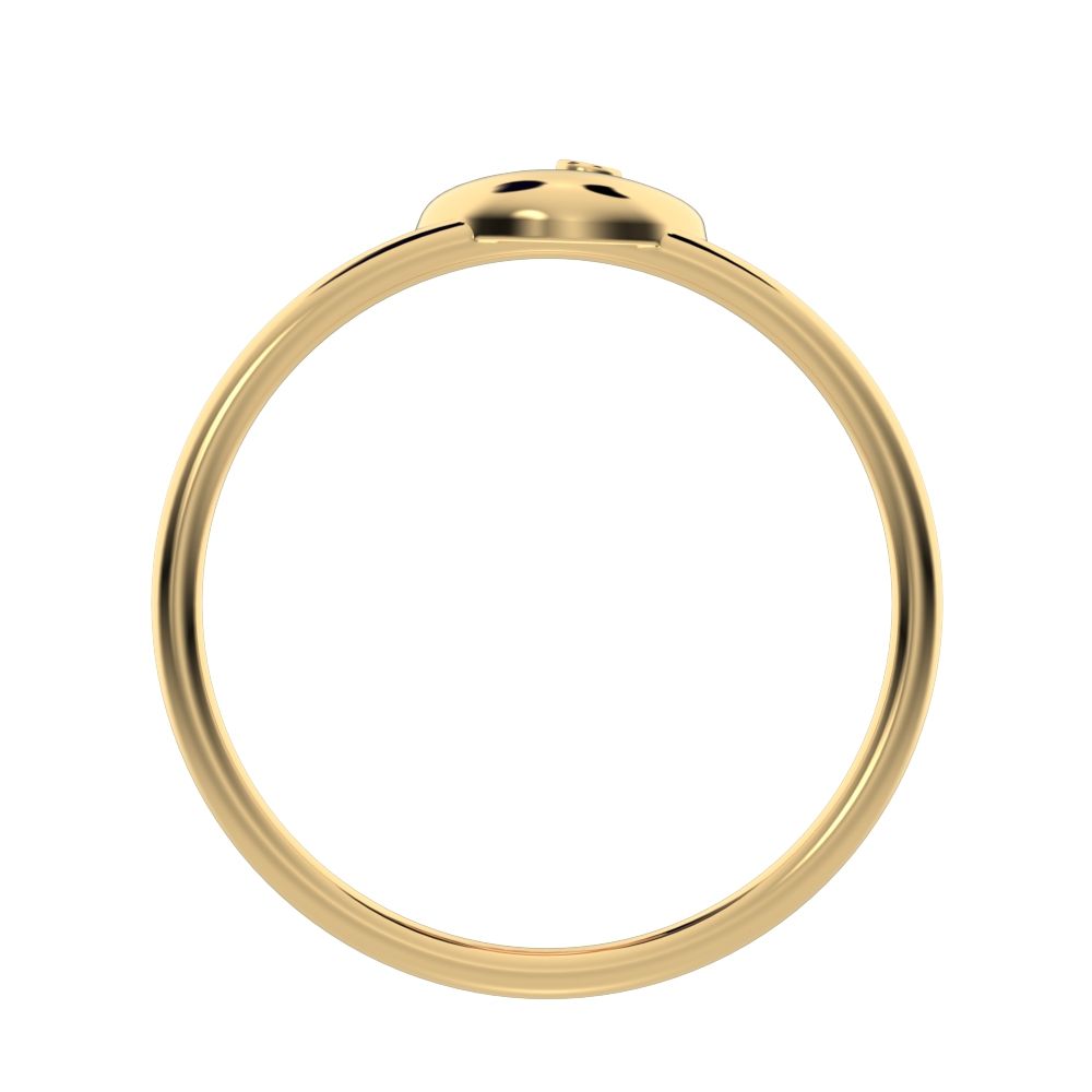 0.0075 ct Round Cut Simulated Clear Diamond dainty Minimalist Peacock half moon Artistic vertical 14K / 18K Solid Yellow Gold everyday ring