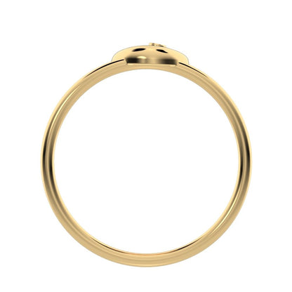 0.0075 ct Round Cut Moissanite dainty Minimalist Peacock half moon Artistic vertical light 14K / 18K Solid Yellow Gold everyday ring