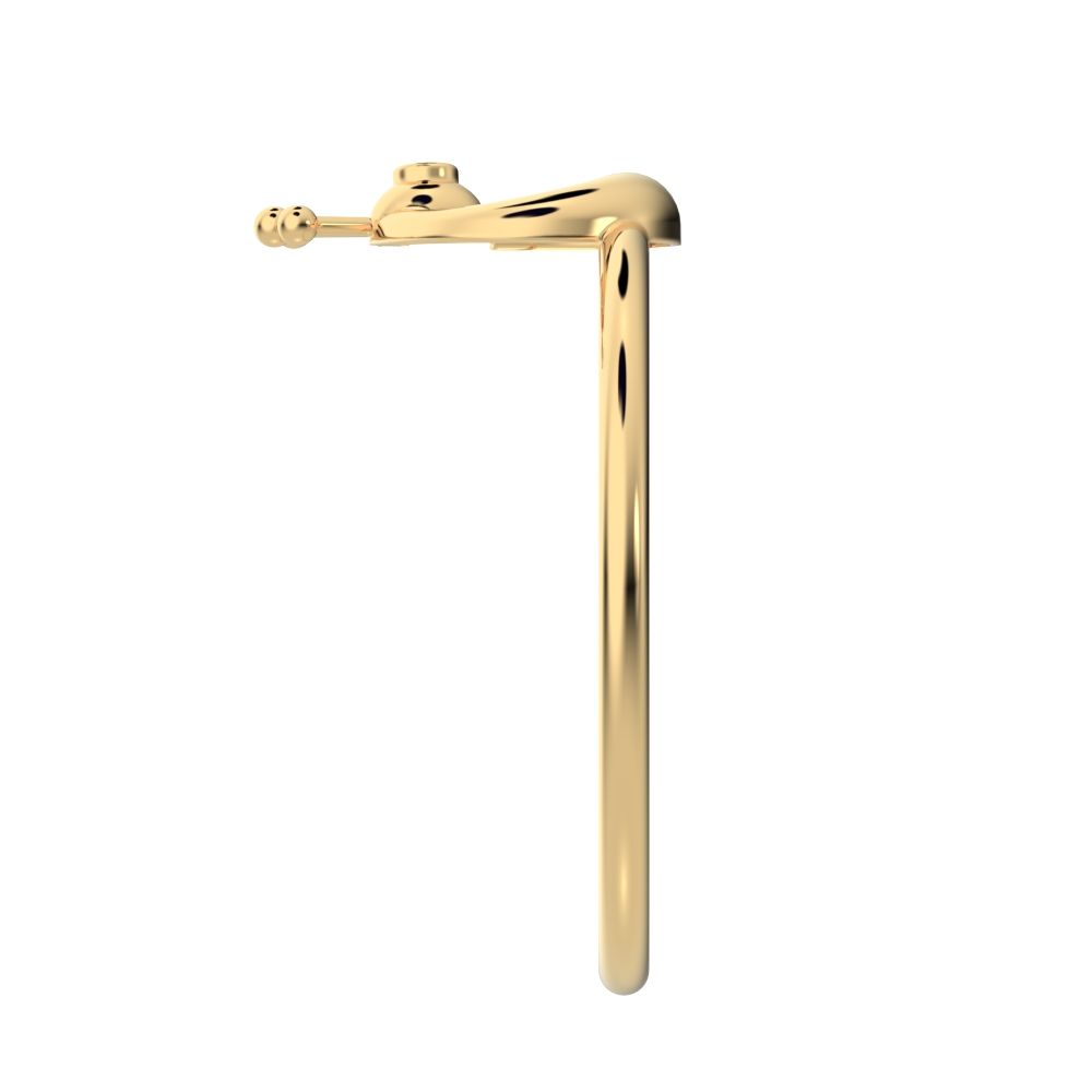 0.0075 ct Round Cut Moissanite dainty Minimalist Peacock half moon Artistic vertical light 14K / 18K Solid Yellow Gold everyday ring