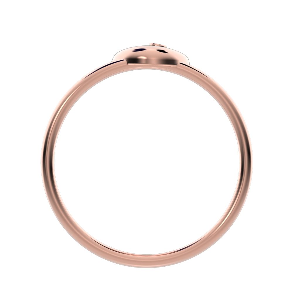 0.0075 ct Round Cut Simulated Clear Diamond dainty Minimalist Peacock half moon Artistic vertical 14K / 18K Solid Rose Gold everyday ring