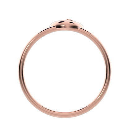 0.0075 ct Round Cut Simulated Clear Diamond dainty Minimalist Peacock half moon Artistic vertical 14K / 18K Solid Rose Gold everyday ring