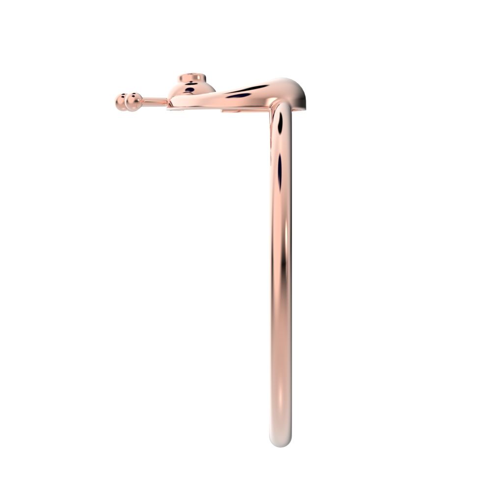 0.0075 ct Round Cut Simulated Clear Diamond dainty Minimalist Peacock half moon Artistic vertical 14K / 18K Solid Rose Gold everyday ring