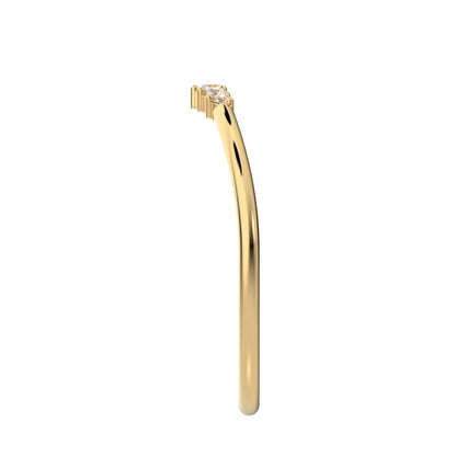 0.075Ct Round Cut Simulated Clear Diamond Minimalist curved Stackable arc curved light 14K / 18K Solid Yellow Gold everyday wedding band