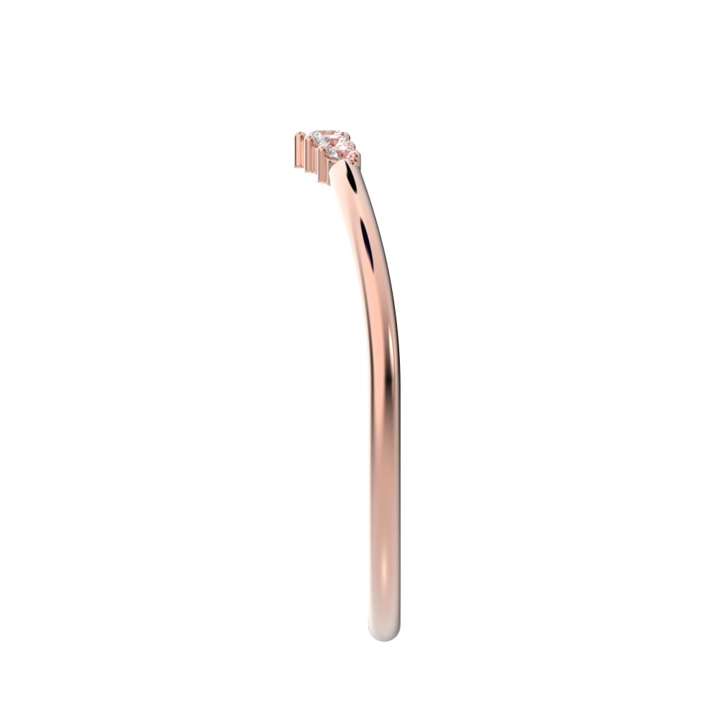 0.075 ct Round Cut Moissanite dainty Minimalist curved Stackable arc curved light 14K / 18K Solid Rose Gold everyday wedding band
