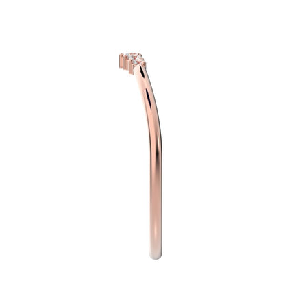 0.075 ct Round Cut Moissanite dainty Minimalist curved Stackable arc curved light 14K / 18K Solid Rose Gold everyday wedding band