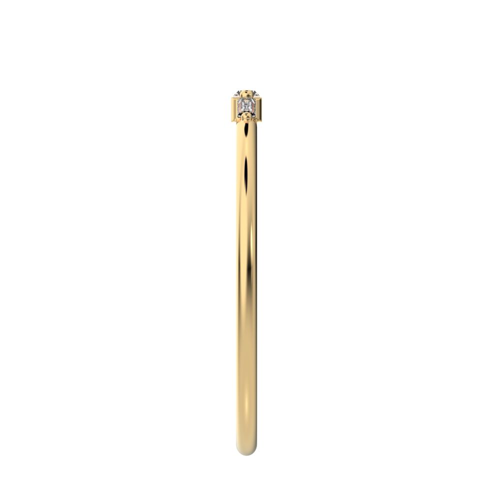 0.16Ct Baguette Cut Simulated Clear Diamond Minimalist 3 stone Stackable light simple 14K / 18K Solid Yellow Gold everyday wedding band