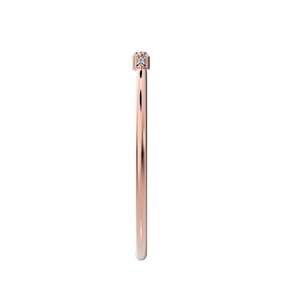 0.16Ct Baguette Cut Simulated Clear Diamond Minimalist 3 stone Stackable light simple 14K / 18K Solid Rose Gold everyday wedding band