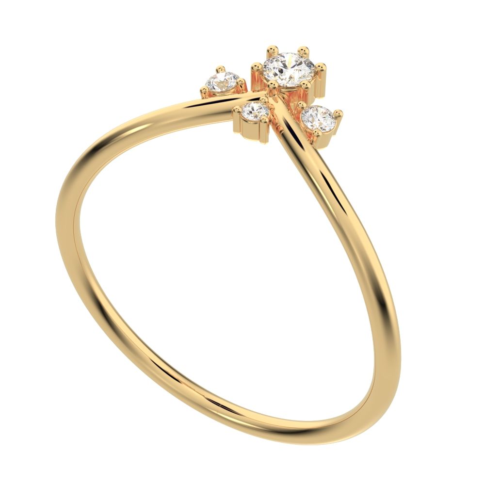 0.1 ct Round Cut Moissanite dainty Minimalist curved crown chevron tiara Stackable 14K / 18K Solid Yellow Gold everyday wedding band