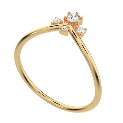 0.1 ct Round Cut Moissanite dainty Minimalist curved crown chevron tiara Stackable 14K / 18K Solid Yellow Gold everyday wedding band