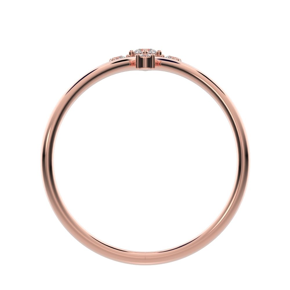 0.1 ct Round Cut Moissanite dainty Minimalist curved crown chevron tiara Stackable 14K / 18K Solid Rose Gold everyday wedding band