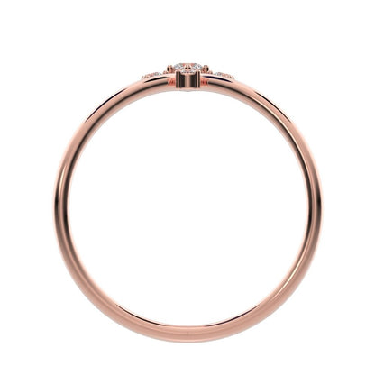 0.1 ct Round Cut Moissanite dainty Minimalist curved crown chevron tiara Stackable 14K / 18K Solid Rose Gold everyday wedding band