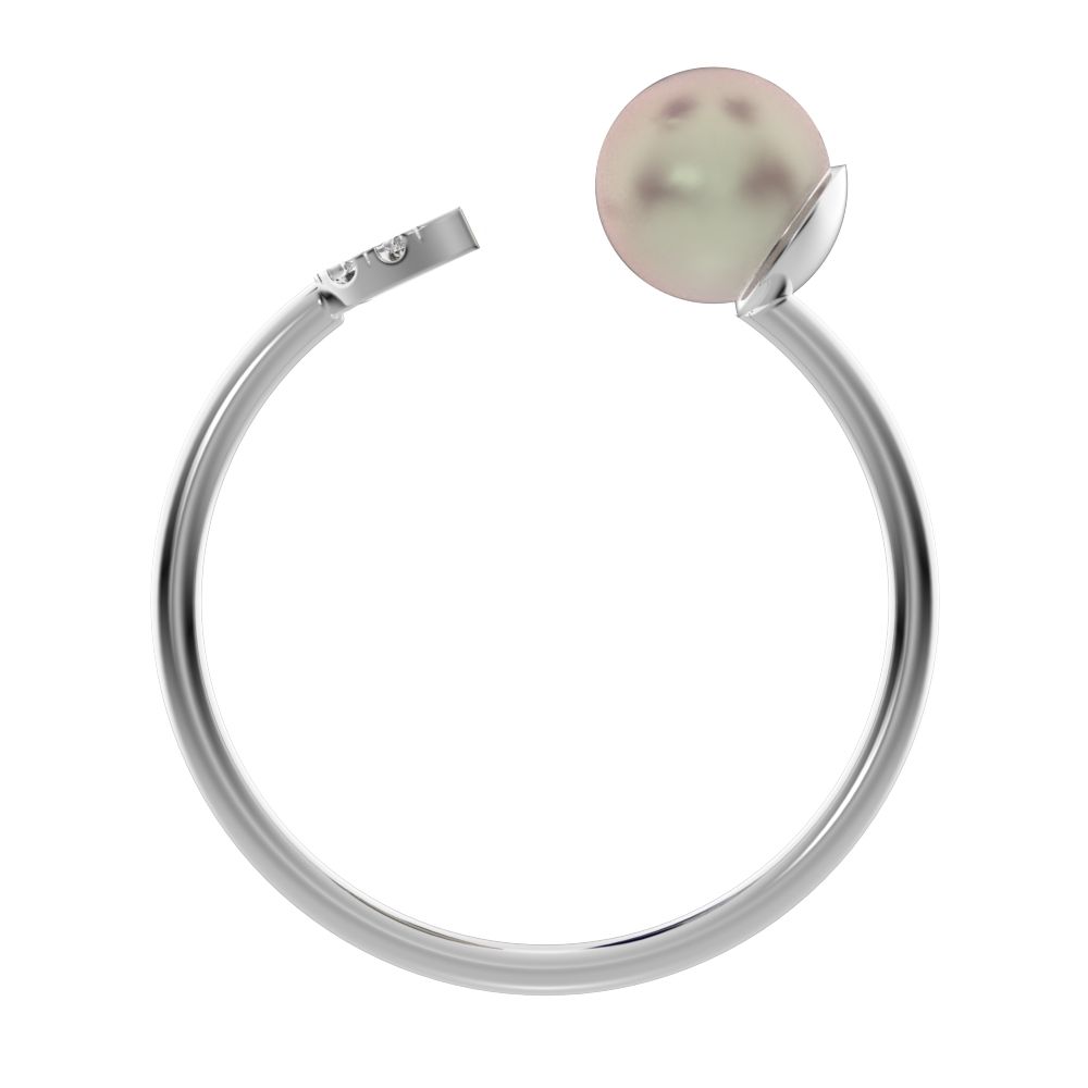 0.065Ct Round Cut Simulated Clear Diamond Minimalist adjustable half moon sun Toi et Moi 14K / 18K Solid White Gold everyday wedding band