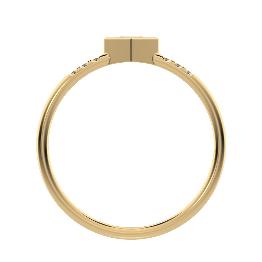 0.225 ct Princess Cut Moissanite Minimalist Stackable halo star square solitaire with accents 14K / 18K Solid Yellow Gold everyday ring