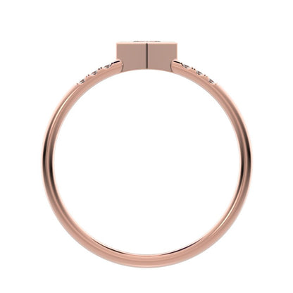 0.225 ct Princess Cut Moissanite Minimalist Stackable halo star square solitaire with accents 14K / 18K Solid Rose Gold everyday ring