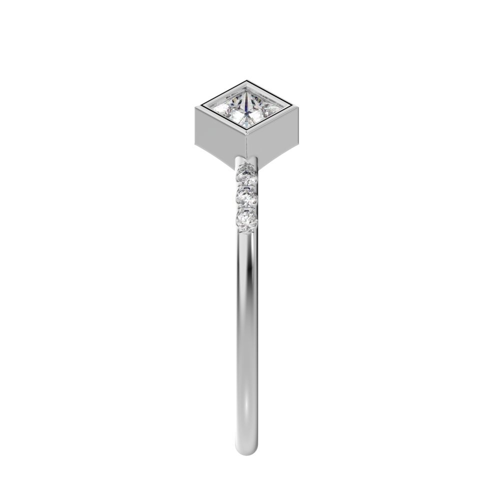 0.405Ct Princess Cut Simulated Clear Diamond dainty Stackable Toi et Moi square adjustable 14K / 18K Solid White Gold everyday wedding band