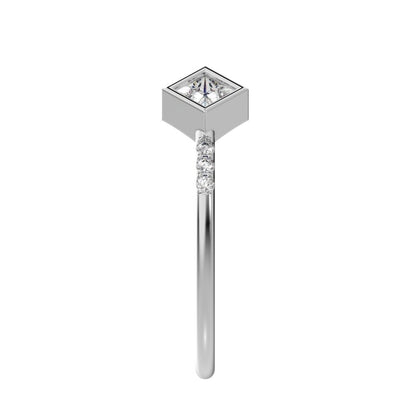 0.405Ct Princess Cut Simulated Clear Diamond dainty Stackable Toi et Moi square adjustable 14K / 18K Solid White Gold everyday wedding band