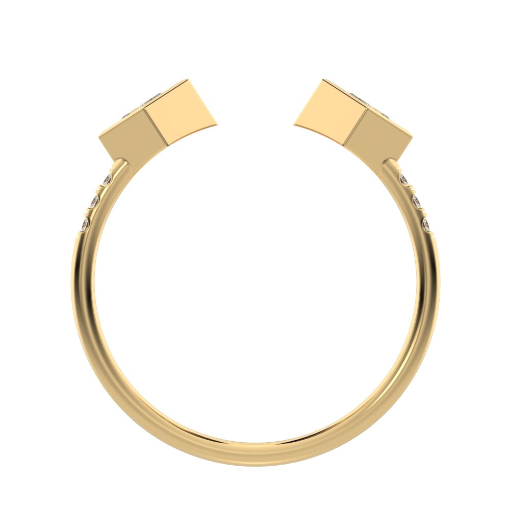 0.405Ct Princess Cut Simulated Clear Diamond dainty Stackable Toi et Moi square Stackable 14K / 18K Solid Yellow Gold everyday wedding band