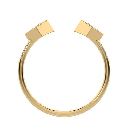 0.405Ct Princess Cut Simulated Clear Diamond dainty Stackable Toi et Moi square Stackable 14K / 18K Solid Yellow Gold everyday wedding band
