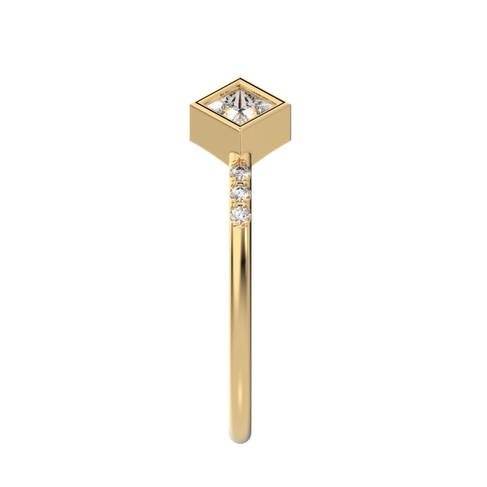 0.405Ct Princess Cut Simulated Clear Diamond dainty Stackable Toi et Moi square Stackable 14K / 18K Solid Yellow Gold everyday wedding band