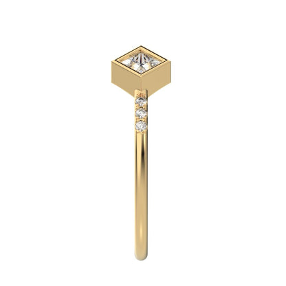 0.405Ct Princess Cut Simulated Clear Diamond dainty Stackable Toi et Moi square Stackable 14K / 18K Solid Yellow Gold everyday wedding band