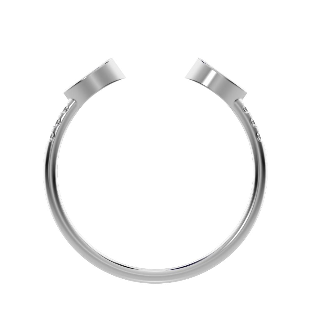 0.245Ct Marquise Cut Simulated Clear Diamond Minimalist Stackable eye Toi et Moi 14K / 18K Solid White Gold everyday wedding band