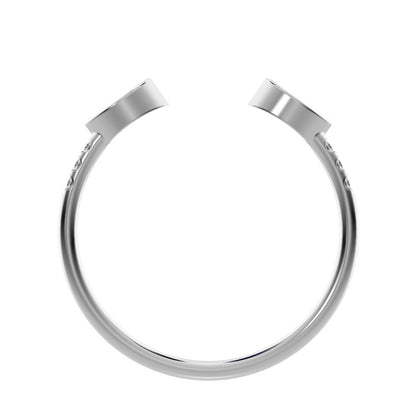 0.245Ct Marquise Cut Simulated Clear Diamond Minimalist Stackable eye Toi et Moi 14K / 18K Solid White Gold everyday wedding band