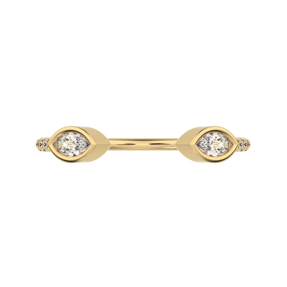 0.245 ct Marquise Cut Moissanite dainty Minimalist Stackable eye adjustable Toi et Moi 14K / 18K Solid Yellow Gold everyday wedding band