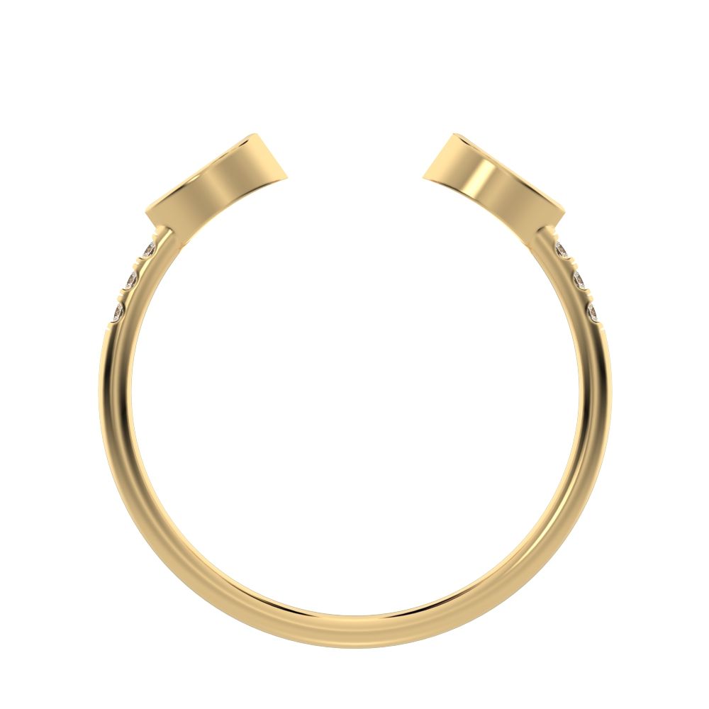 0.245Ct Marquise Cut Simulated Clear Diamond Minimalist Stackable eye Toi et Moi 14K / 18K Solid Yellow Gold everyday wedding band