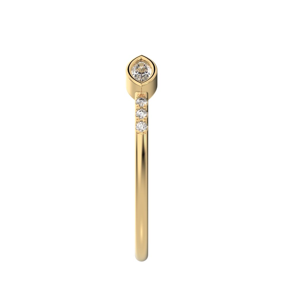 0.245Ct Marquise Cut Simulated Clear Diamond Minimalist Stackable eye Toi et Moi 14K / 18K Solid Yellow Gold everyday wedding band