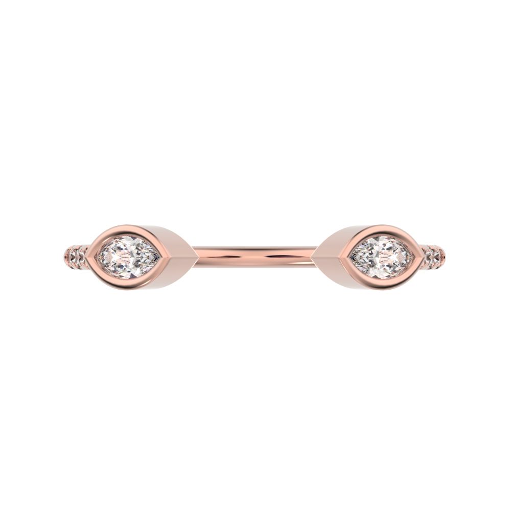 0.245Ct Marquise Cut Simulated Clear Diamond Minimalist Stackable eye adjustable Toi et Moi 14K / 18K Solid Rose Gold everyday wedding band