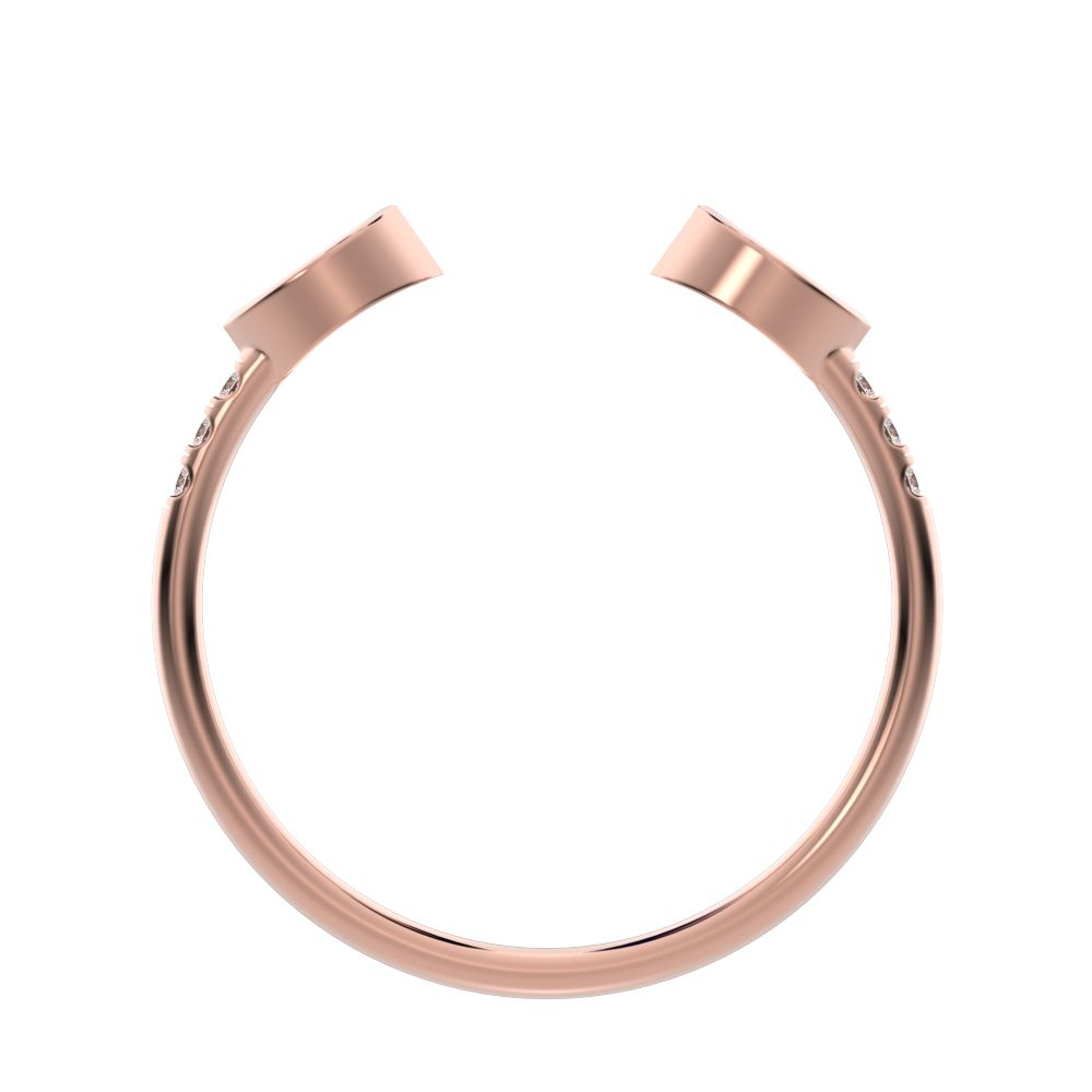 0.245 ct Marquise Cut Moissanite dainty Minimalist Stackable eye adjustable Toi et Moi 14K / 18K Solid Rose Gold everyday wedding band