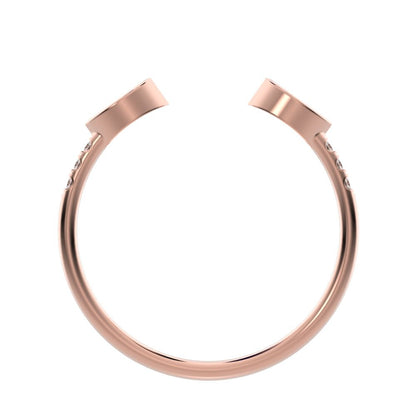0.245 ct Marquise Cut Moissanite dainty Minimalist Stackable eye adjustable Toi et Moi 14K / 18K Solid Rose Gold everyday wedding band