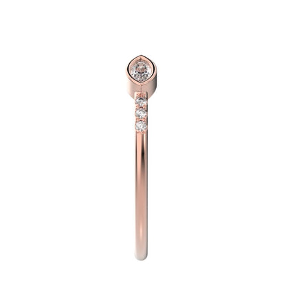 0.245Ct Marquise Cut Simulated Clear Diamond Minimalist Stackable eye adjustable Toi et Moi 14K / 18K Solid Rose Gold everyday wedding band