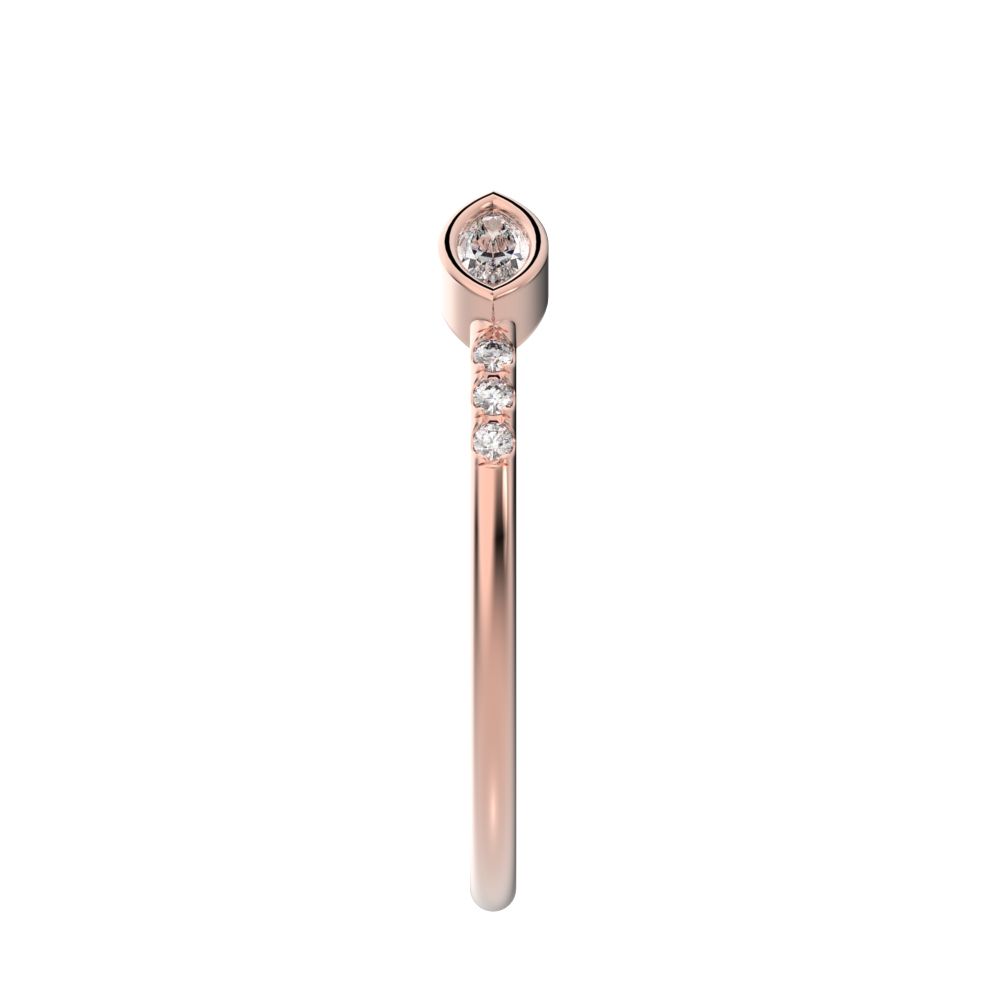0.245 ct Marquise Cut Moissanite dainty Minimalist Stackable eye adjustable Toi et Moi 14K / 18K Solid Rose Gold everyday wedding band