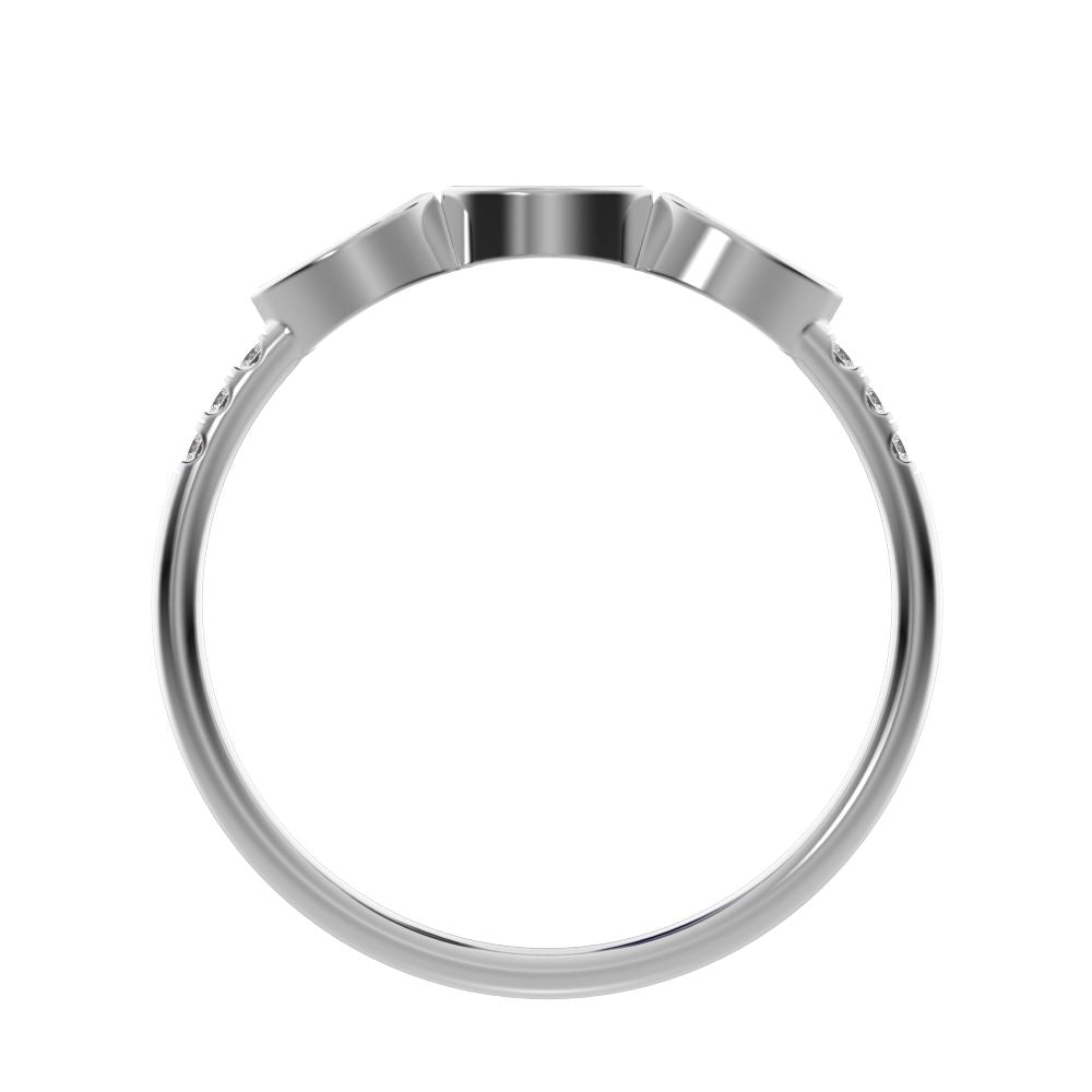 0.345 ct Marquise Cut Moissanite dainty Minimalist art deco eye 3 stone Stackable light 14K / 18K Solid White Gold everyday wedding band