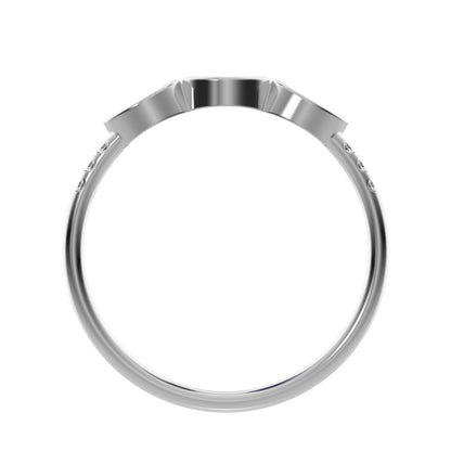 0.345 ct Marquise Cut Moissanite dainty Minimalist art deco eye 3 stone Stackable light 14K / 18K Solid White Gold everyday wedding band