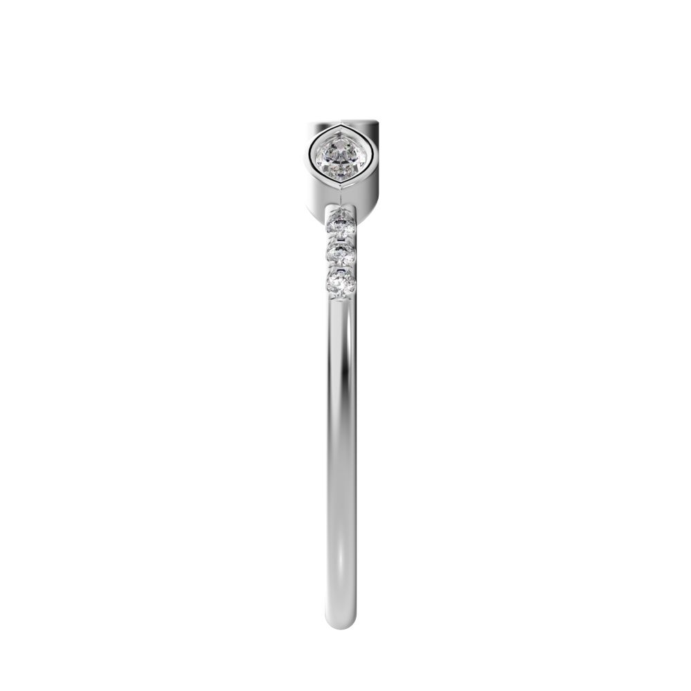 0.345 ct Marquise Cut Moissanite dainty Minimalist art deco eye 3 stone Stackable light 14K / 18K Solid White Gold everyday wedding band